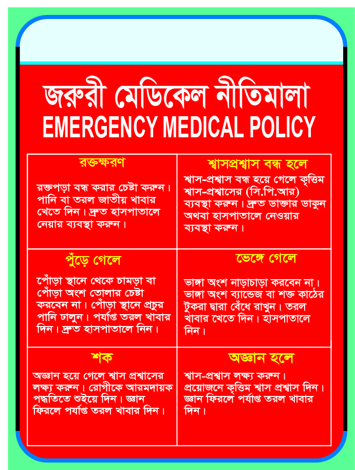 Emergency Medical Plan sign