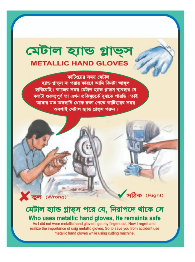 Metal hand gloves using sign